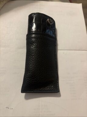 Brighton Black Leather Sunglass or Eyeglass Sleeve with Croc Accent